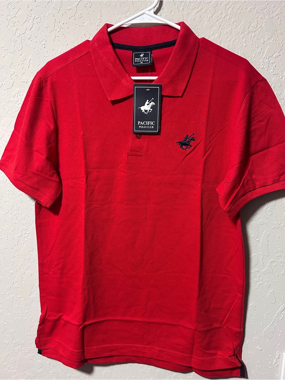 Pacifica Men’s Bright Red Polo Shirt with Embroidered Logo